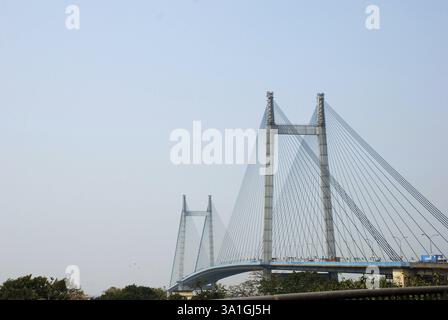 Vidyasagar Setu neue zweite Brücke über den Hootly River, Kalkutta, Westbengalen, Indien, Asien Stockfoto