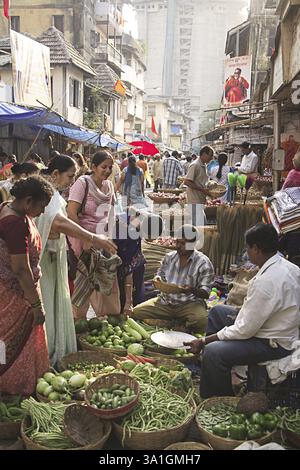 Market Area, Grant Road, Bombay Now Mumbai, Maharashtra, Indien, Asien Stockfoto