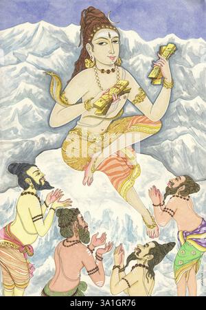 10 Fragen, hinduismus, Kunst, Künstler Manivelu, Kunst der himalaya-Akademie, shiva, Dakshinamurti, himalaya, Weisen, Heilige, shiva als sil Stockfoto