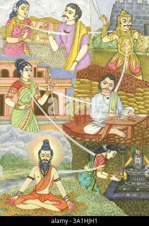 10 Fragen, Reinkarnation, Frau, Sivalinga, Sannyasin, Anbetung, hinduistischer glaube, hindu, hinduismus, Kunst, Künstler Manivelu, Kunst der himalaya-Akademie, Seele, R. Stockfoto