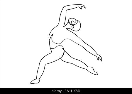 Durchgehende einzeilige Zeichnung der jungen Tänzerentwürfe Umrissvektor-Illustration Stock Vektor