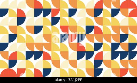 Geometrisches Bauhuas-Muster, Retro, bunt, geometrischer Hintergrund, geometrisches Muster nahtlos, Moderne Mustertextur, Vintage-Farben, Farbenfroh Stock Vektor