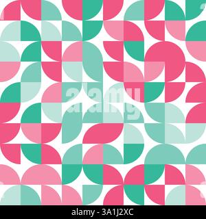 Rosa geometrisches Bauhuas-Muster, Retro, bunt, geometrischer Hintergrund, geometrisches Muster nahtlos, Moderne Mustertextur, Vintage-Farben, Farbenfroh Stock Vektor