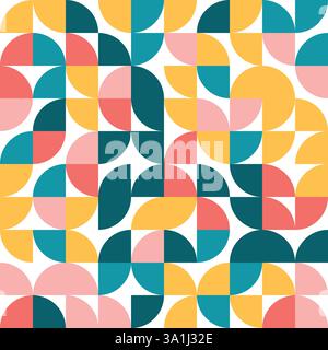 Geometrisches Bauhuas-Muster, Retro, bunt, geometrischer Hintergrund, geometrisches Muster nahtlos, Moderne Mustertextur, Vintage-Farben, Farbenfroh Stock Vektor
