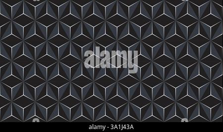 Abstrakter 3D-Hintergrund mit Hexagonen, luxuriöse schwarze moderne geometrische Hintergründe Stock Vektor