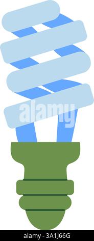 Nachhaltiges Symbol der Glühlampe. Energieeffiziente Lampe isoliert auf weißem Hintergrund. Grünes umweltfreundliches Symbol für Umweltschutz. Glühlampe Stock Vektor