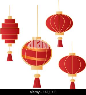 Traditionelle rote Laternen: Festliche chinesische Neujahrsdekoration. Stock Vektor