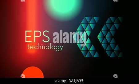 Abstraktes leuchtendes Pfeildreieckglas mit Neonlicht auf dunklem Hintergrund. Futuristisches Retro-Kunstdesign. Hintergrund der Neo Noir-Technologie. Vorlage vorhanden Stock Vektor