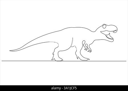 Durchgehende einzeilige Kunstzeichnung von Dinosaurier Brachiosaurus-Umrissvektor-Illustration Stock Vektor