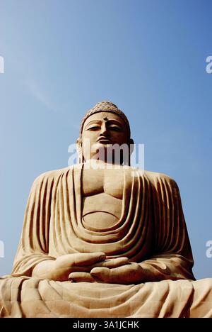 Riesige Buddha-Statue in Meditationshaltung, Gaya, Bihar, Indien, Asien Stockfoto