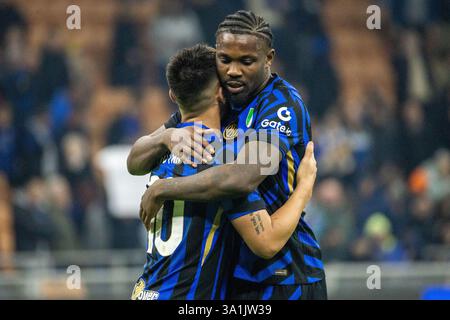 Mailand, Italien. März 2025. Lautaro Martinez und Marcus Thuram FC Internazionale während der Serie A FC Internazionale gegen Monza Serie A - Mailand 8. märz 2025 Credit: Kines Milano/Alamy Live News Stockfoto