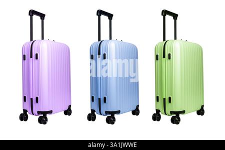 Koffer mit Rädern und Griff, stilvolles Reisegepäck für Urlaub, Geschäftsreise und Tourismus. Modernes Design, Handgepäckkonzept und Journey ess Stockfoto