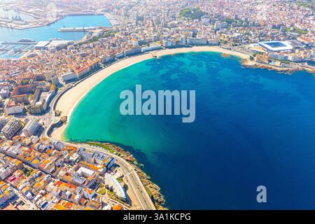 Panoramablick auf die Stadt A Coruna. Galicien, Spanien Stockfoto