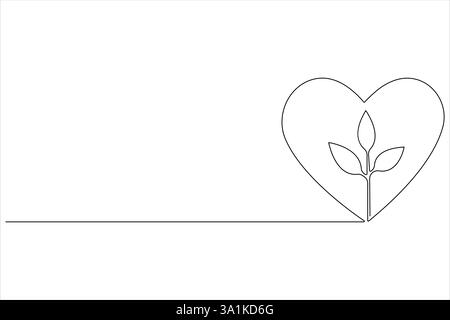 Ökologisch nachhaltige, durchgehende Einzelzeilen-Kunst, Nature Planet One Line Vektor Stock Vektor