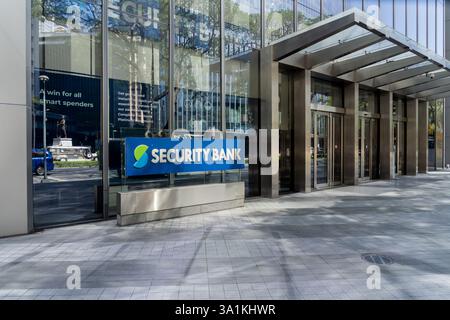 Makati City, Manila, Philippinen - 1. Februar 2025: Büro der Sicherheitsbank in Makati City, Philippinen. Stockfoto