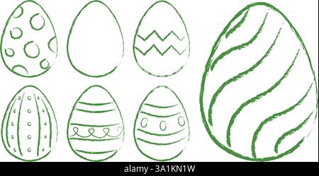Ostereier, handgezeichnet im Grunge-Stil Stock Vektor