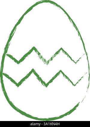 Handgezeichnetes Osterei mit Zickzackmuster. Frohe Ostern Stock Vektor