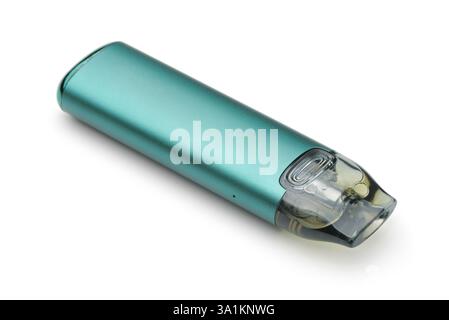 Einweg-E-Zigarette isoliert auf weiß Stockfoto