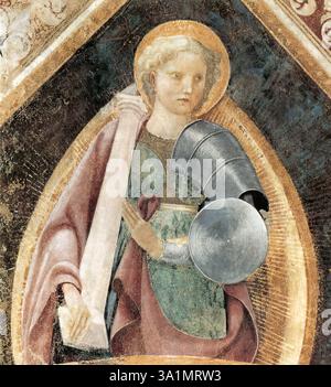UCCELLO, Paolo (* 1397, Firenze, d. 1475, Firenze) Fortitude um 1435 Fresco Duomo, Prato die vier Tugenden an der Decke der Kapelle unserer Lieben Frau von der Himmelfahrt in der Kathedrale von Prato, die manchmal Uccello zugeschrieben werden, sind höchstwahrscheinlich nicht sein Werk. --- Schlüsselwörter: ----------------- Autor: UCCELLO, Paolo Titel: Fortitude Time-Line: 1401-1450 Schule: Italienisch Form: Malerei Art: Mythologisch Stockfoto