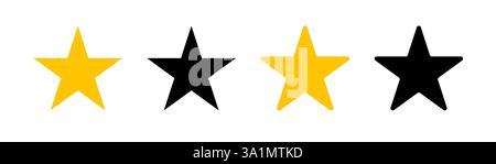 Sternsymbol. Goldene Sterne isoliert auf weißem Hintergrund. Symbol erfolgreich. Silhouette-Logo für Designdrucke. Fünfspurige Umrisse. Musterelement Stock Vektor