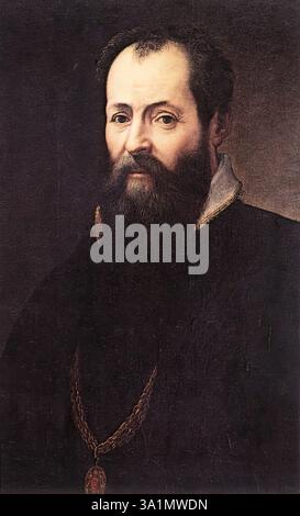 VASARI, Giorgio (* 1511, Arezzo, d. 1574, Firenze) Selbstporträt (Detail) - Öl auf Leinwand Galleria degli Uffizien, Florenz --- Schlüsselwörter: ----------------- Autor: VASARI, Giorgio Titel: Selbstporträt (Detail) Zeitlinie: 1551-1600 Schule: Italienisch Form: Malerei Art: Porträt Stockfoto
