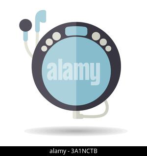 Tragbarer CD-Player mit Symbol für Ohrhörer mit Vektorsymbol. Musikschild. Graph-Symbol für Musik und Sound Website und Apps Design, Logo, App, UI Stock Vektor