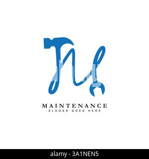 Letter M House Maintenance Logo. Buchstabe M Symbol für Gebäudekonstruktion Stock Vektor
