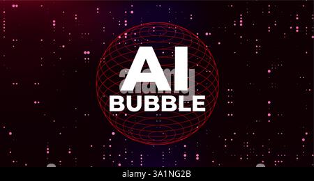 AI-Blasentext in weiß auf leuchtend roter digitaler Kugel mit abstraktem Hintergrund Stock Vektor