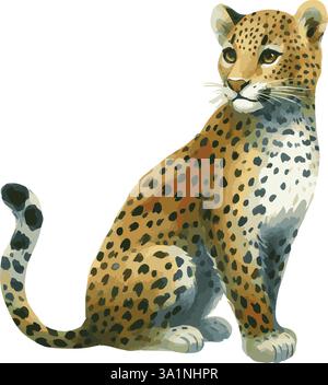 Watercolor vector illustration of a leopard Stock Vektor