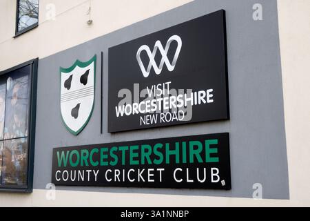 Worcestershire County Cricket Club Schild, New Road, Worcester, England, Großbritannien Stockfoto