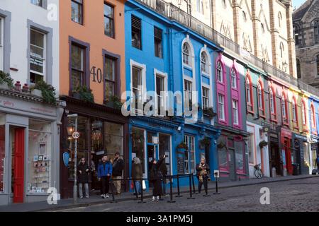 Victoria Street, die meistfotografierte Straße in Edinburgh Stockfoto