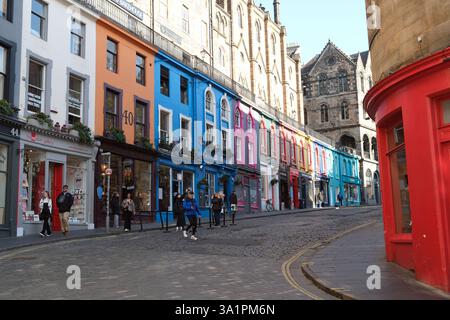 Victoria Street, die meistfotografierte Straße in Edinburgh Stockfoto