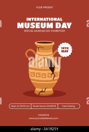 Internationaler Museumstag Vektor Vorlage für Social Media Flyer Illustration Stock Vektor