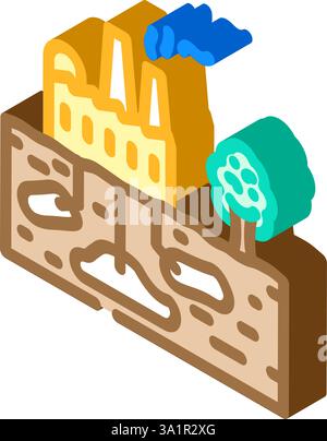 Abbildung des isometrischen Symbols für Sequestrierung des Kohlenstoffs Stock Vektor