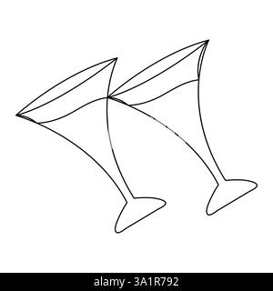 Durchgehende einzeilige Zeichnung des Cocktails, des frischen Sommergetränks, der Vektorillustration und des minimalistischen Designs Stock Vektor