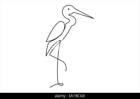 Eine durchgehende Linienzeichnung mit einem entzückenden Reihvogelkonzept als Schutzsymbol. Moderner Line Art Design Vektor Stock Vektor