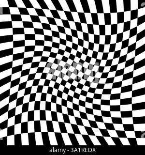 Hintergrund mit kariertem Muster, verzerrte Quadrate mit Schachbrettmuster Stock Vektor