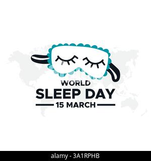 Der Weltschlaftag, der Weltschlaftag, wird jedes Jahr im März gefeiert und soll eine Feier des Schlafes sein Stock Vektor