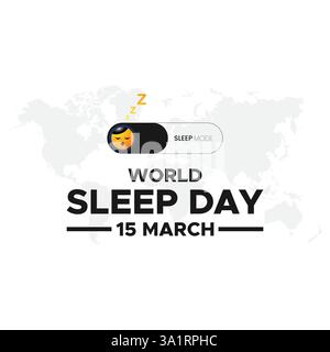Der Weltschlaftag, der Weltschlaftag, wird jedes Jahr im März gefeiert und soll eine Feier des Schlafes sein Stock Vektor