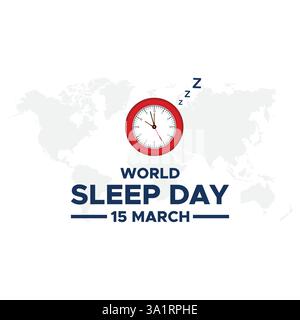 Der Weltschlaftag, der Weltschlaftag, wird jedes Jahr im März gefeiert und soll eine Feier des Schlafes sein Stock Vektor
