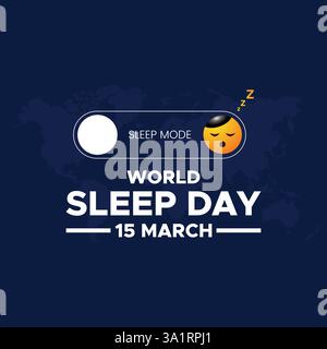 Der Weltschlaftag, der Weltschlaftag, wird jedes Jahr im März gefeiert und soll eine Feier des Schlafes sein Stock Vektor