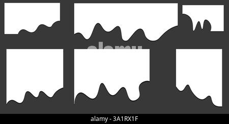 Satz weißer, gerissener oder gerissener Papierstreifen, gerissener Geschäftsbanner. Zerrissene Notiz mit Pinselstrichstruktur. Vektor Ornament Dekoration, Stock Vektor