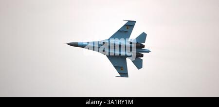 Ukrainische Luftwaffe Sukhoi Su-27 Flanker Militär-Kampfflugzeug Stockfoto