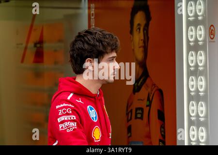 BAHRAIN INTERNATIONAL CIRCUIT, BAHRAIN - 27. FEBRUAR: Charles Leclerc, Ferrari SF-25 aus Monaco während der Bahrain-Testfahrt auf dem Bahrain International Circuit am Donnerstag, 27. Februar 2025 in Sakhir, Bahrain (Foto: Michael Potts/BSR Agency) Stockfoto