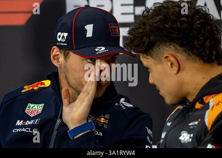BAHRAIN INTERNATIONAL CIRCUIT, BAHRAIN - 27. FEBRUAR: Max Verstappen, Red Bull Racing RB21 aus den Niederlanden während der Bahrain-Tests auf dem Bahrain International Circuit am Donnerstag, 27. Februar 2025 in Sakhir, Bahrain (Foto: Michael Potts/BSR Agency) Credit: BSR Agency/Alamy Live News Stockfoto