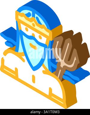 poseidon griechischer Gott Mythologie isometrische Icon Vektor Illustration Stock Vektor