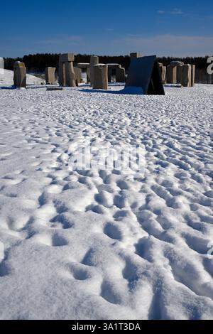 Moai Statuen, Makomanai Takino Friedhof, Hügel des Buddha, Sapporo, Hokkaido, Japan. Stockfoto