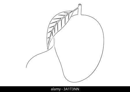 Eine durchgehende Linie Zeichnung der gesunden organischen Mango frische tropische Frucht Konzept Vektor-Symbol Stock Vektor