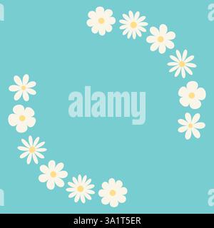 Frühlingsblumen. Runder Rahmen. Vektorvorlage. Einfache flache Abbildung. Stock Vektor