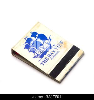 The Bay View, Hermanus, Vintage Streichholzbuch Stockfoto